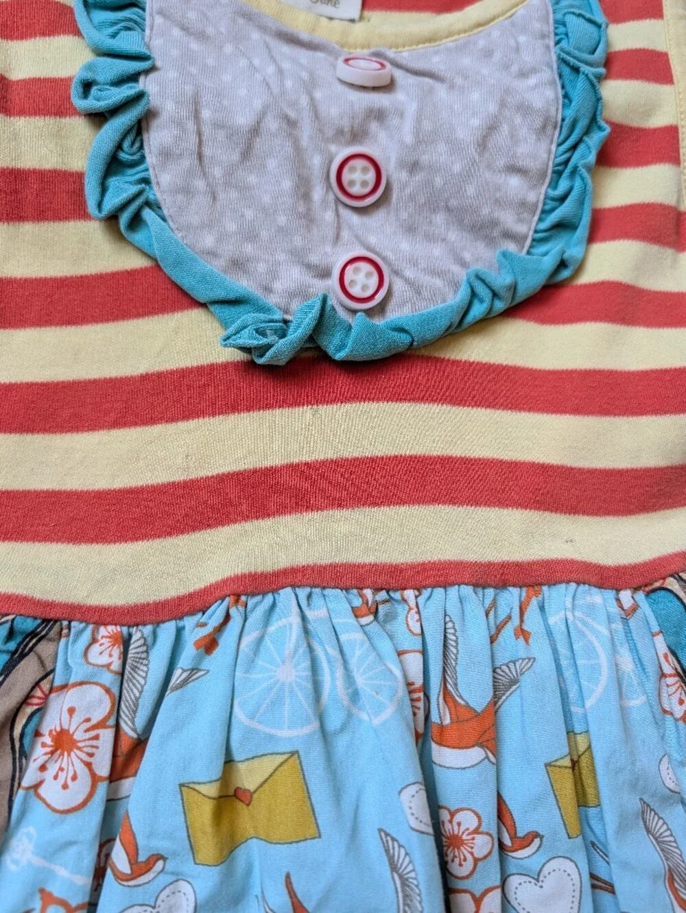 Matilda Jane Multi-Color Striped & Bird Print Dress